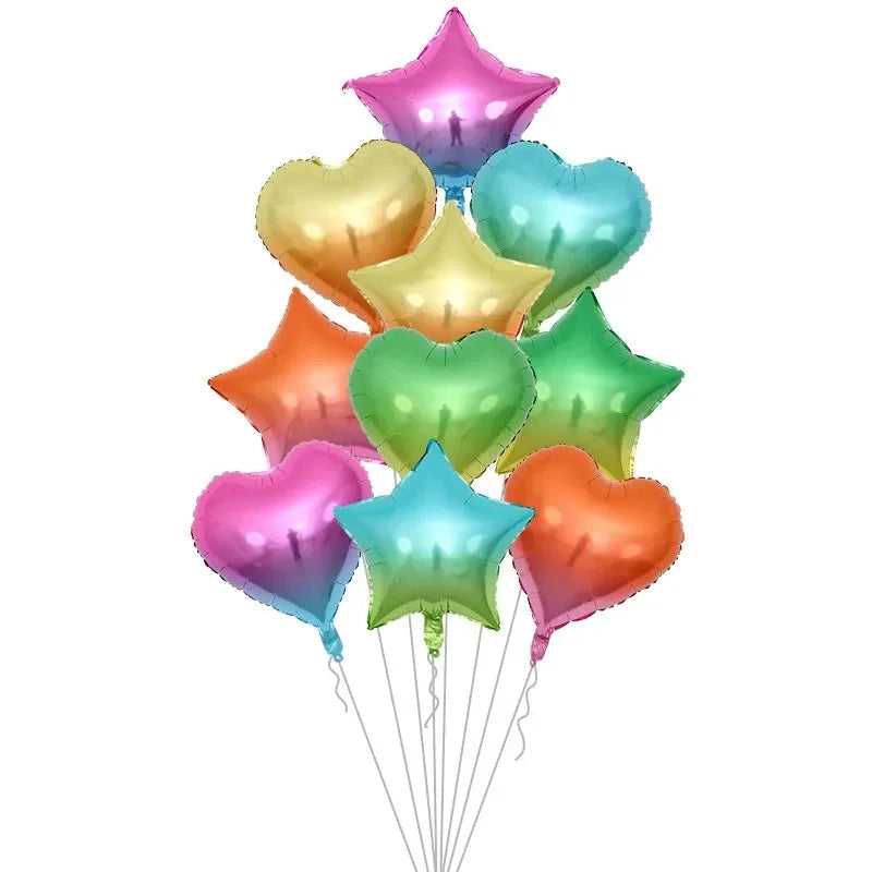 10pcs Balloon Set with foil heart & star