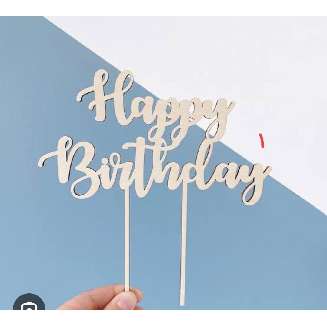 Wooden Happy Birthday Cake Toppers
