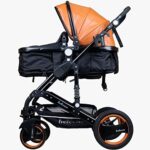 Belecoo Luxury PU Leather Black Frame Stroller
