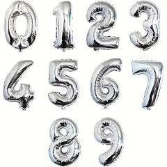 Balloon 32" number foil silver 0 - 9