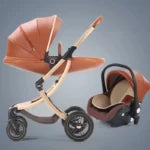 Pram Pu Leather Egg Style Luxury Travel System With Car Seat