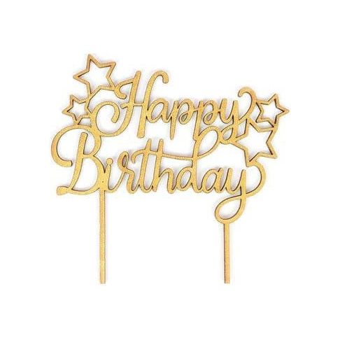 Wooden Happy Birthday Cake Toppers