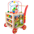 Kids Wooden Educational Activity Walker Stroller Toy