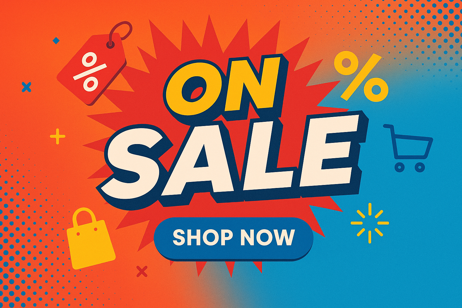 on sale banner shop now